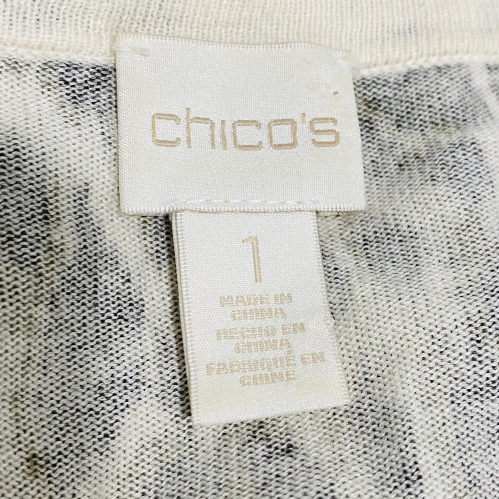 CHICO'S 1 / M / 8 Cheetah Animal Print Cardigan Sweater Single button classic - Picture 8 of 9